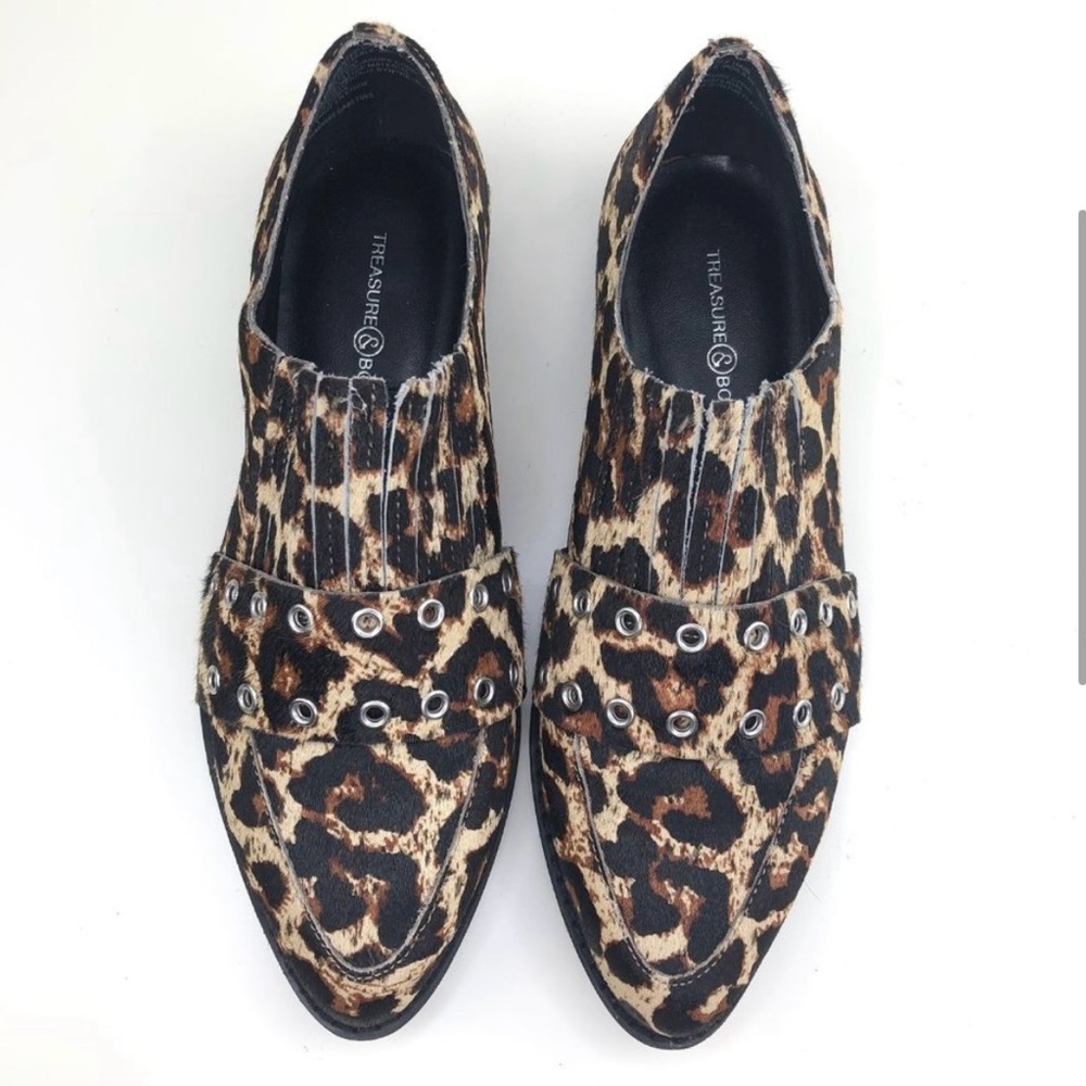 Treasure & Bond Ainsley Leopard Calf Hair Loafers NWOB